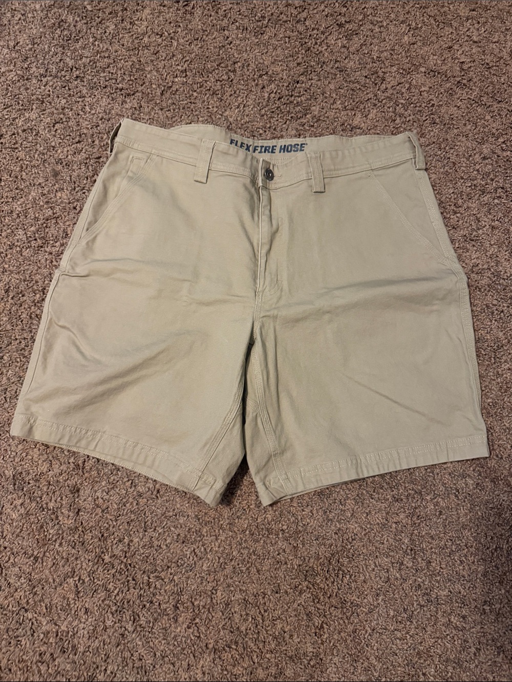 Duluth Trading Co Khaki Flat-Front Flex Fire Hose Shorts